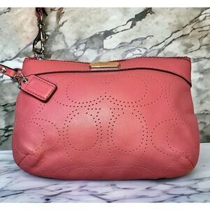 Coach F47330 Perforated Medium Leather Wristlet